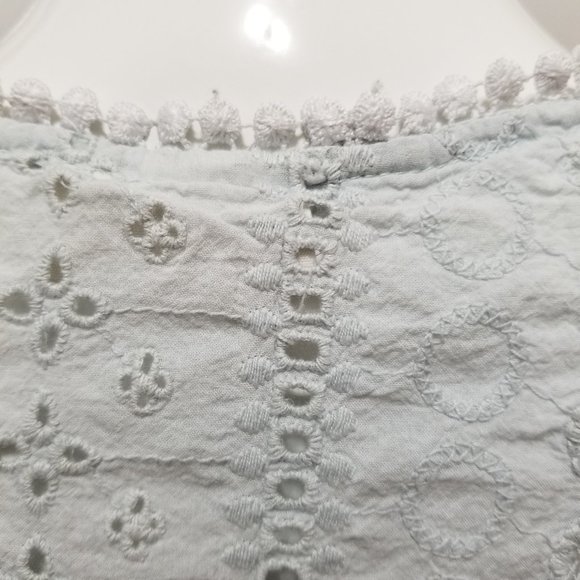 Joie top Small floral eyelet v-neck pom trim crochet detailing sleeveless v-neck - Picture 9 of 11